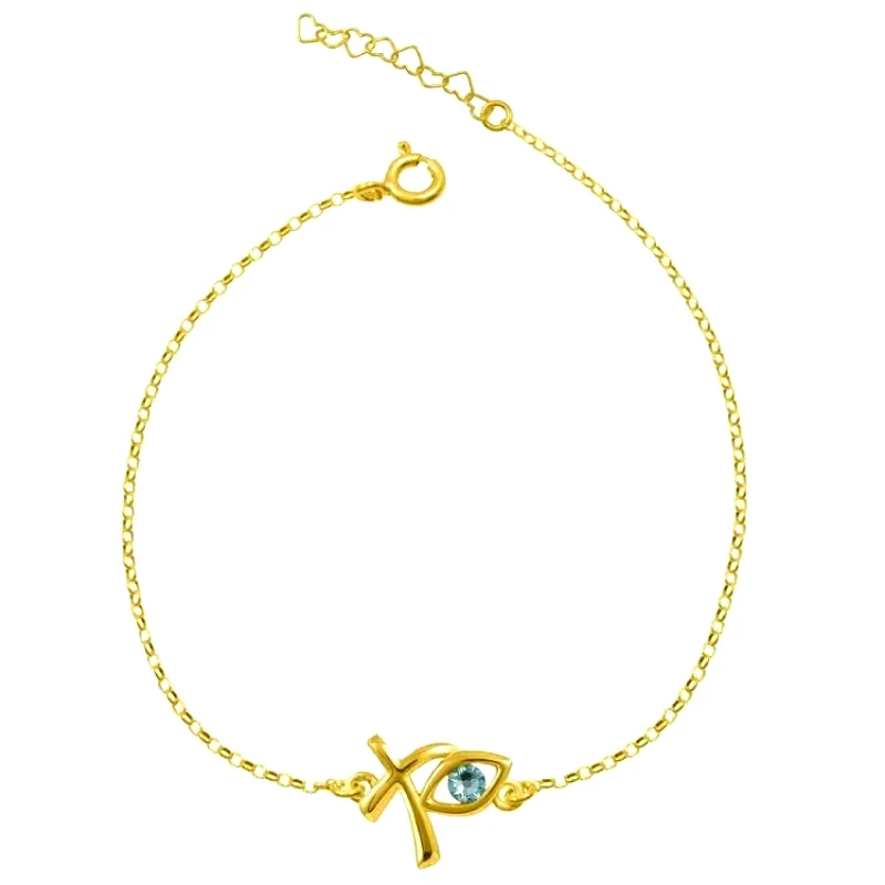 AMOR AMOR Βραχιόλι Από Ασήμι 925 Επιχρυσωμένο Με Ματάκι Και Σταυρό EX26679