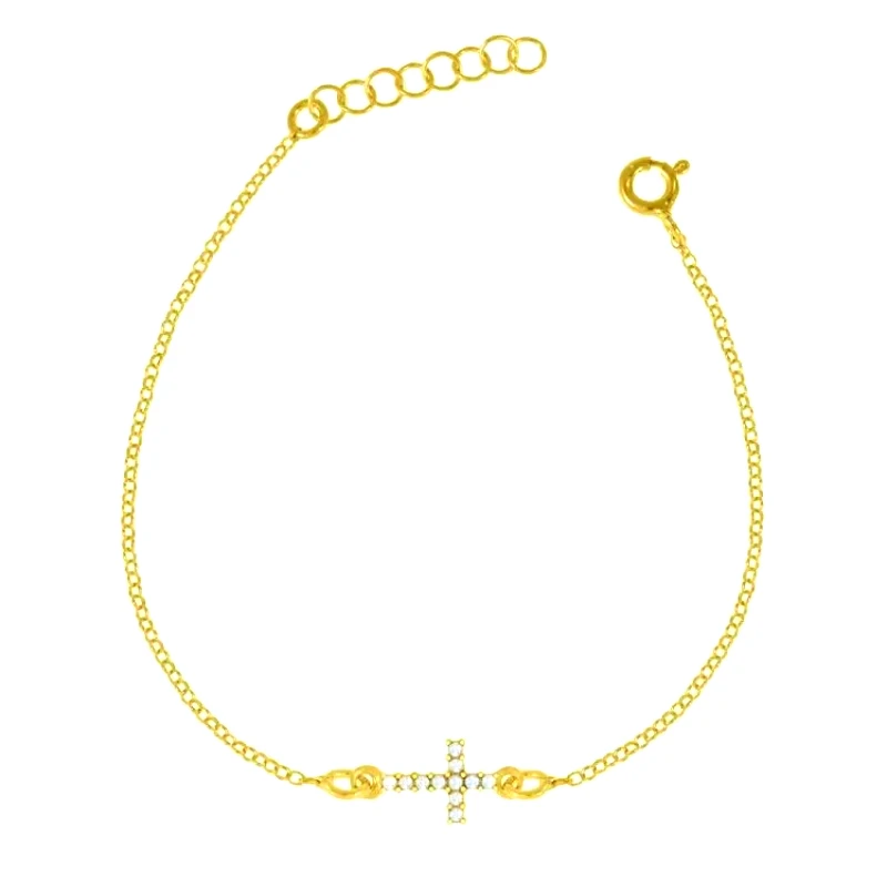 AMOR AMOR Βραχιόλι Από Ασήμι 925 Επιχρυσωμένο Με Σταυρό EX20257