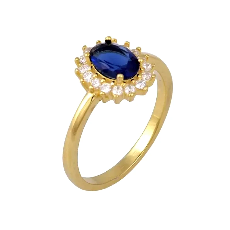 AMOR AMOR Δαχτυλίδι Ροζέτα Από Ασήμι 925 Επιχρυσωμένο Οβάλ SS34285