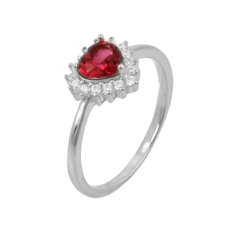 AMOR AMOR Δαχτυλίδι Ροζέτα Από Ασήμι 925 Καρδιά SS34299