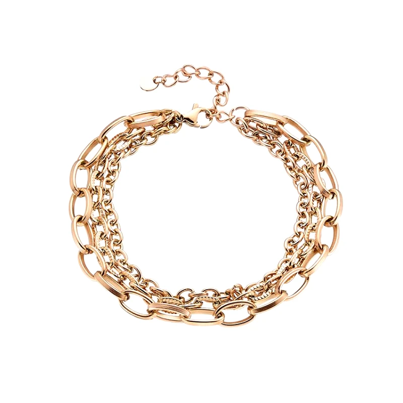 AMOR AMOR Βραχιόλι Από Ανοξείδωτο Ατσάλι Ροζ Επιχρυσωμένο AS25140