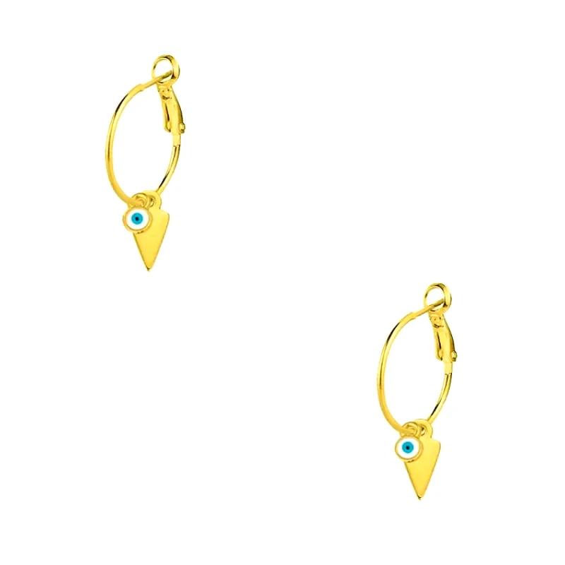 AMOR AMOR Σκουλαρίκια Κρίκοι Από Ορείχαλκο Επιχρυσωμένο Με Ματάκι 24Κ AA47606