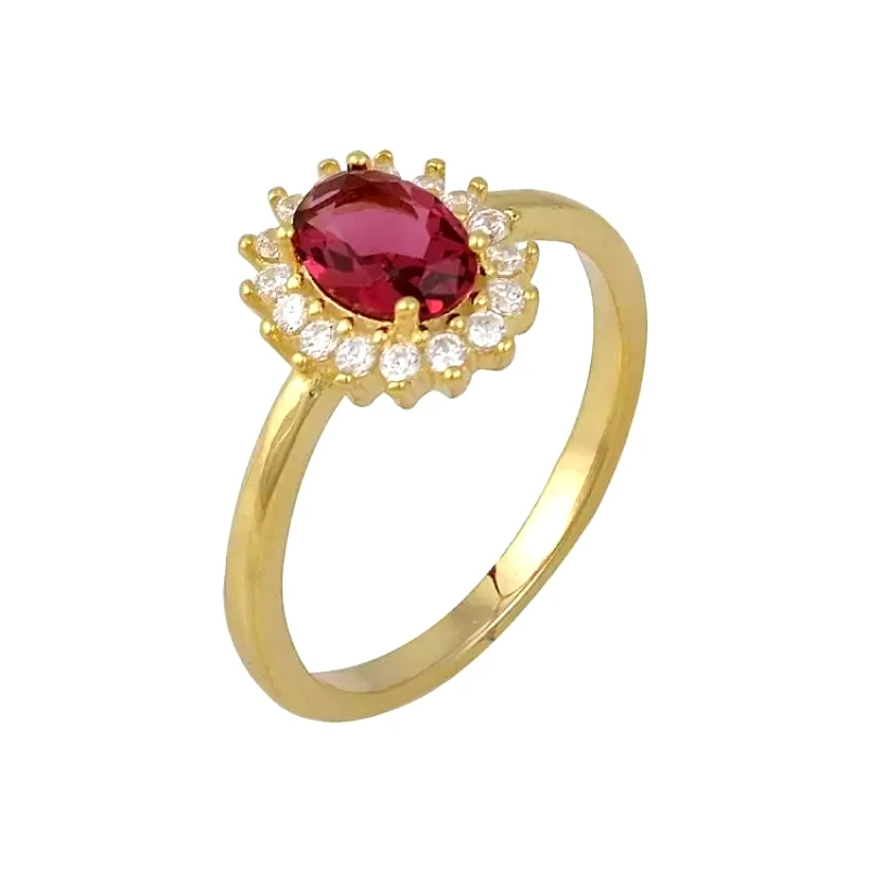 AMOR AMOR Δαχτυλίδι Ροζέτα Από Ασήμι 925 Επιχρυσωμένο Οβάλ SS34283