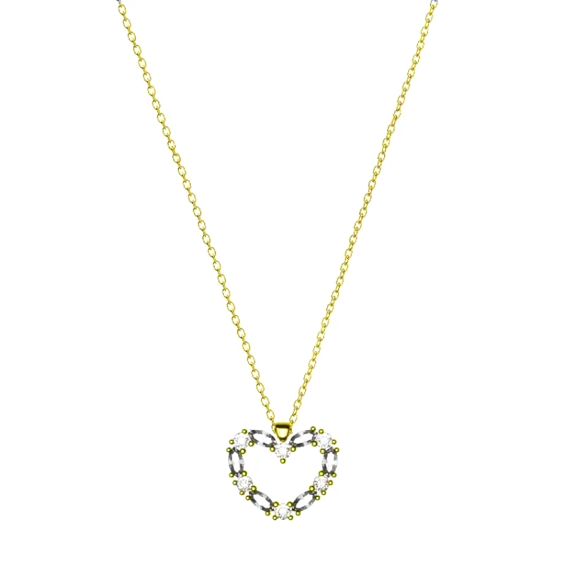 AMOR AMOR Κολιέ Από Ασήμι 925 Επιχρυσωμένο Με Καρδιά Από Swarovski EX15419