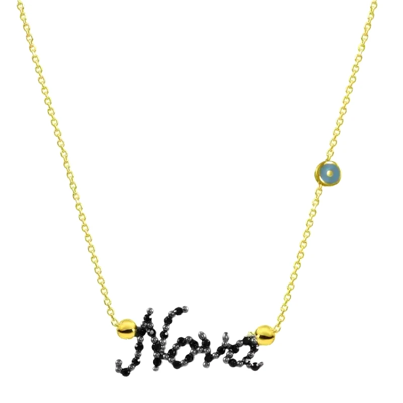 AMOR AMOR Κολιέ Από Ασήμι 925 Επιχρυσωμένο Νονά Με Ματάκι EX18375