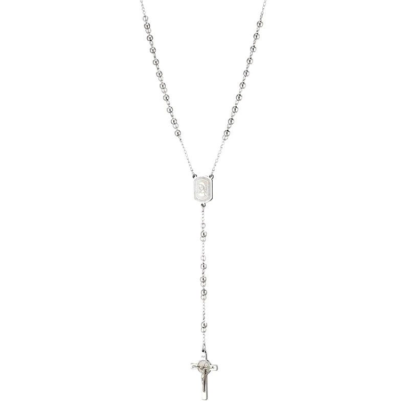 AMOR AMOR Ανδρικό Ροζάριο Με Σταυρό Από Ανοξείδωτο Ατσάλι AS13351