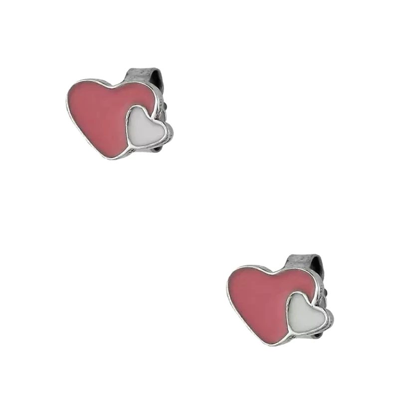 AMOR AMOR Σκουλαρίκια Από Ασήμι 925 Επιπλατινωμένο Καρδιά KO47495