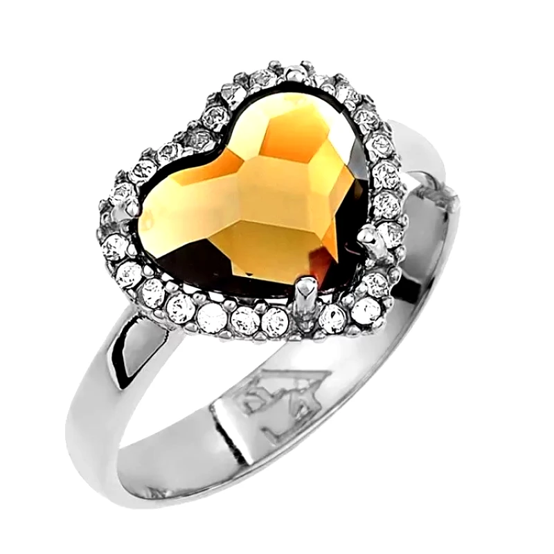 AMOR AMOR Δαχτυλίδι Από Ασήμι 925 Επιπλατινωμένο Με Καρδιά Swarovski EX39607