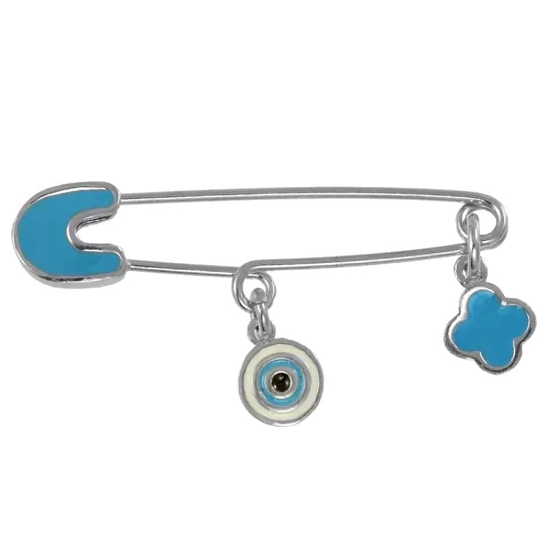 AMOR AMOR Παραμάνα Από Ασήμι 925 Επιπλατινωμένο Με Ματάκι Και Σταυρό KO70450