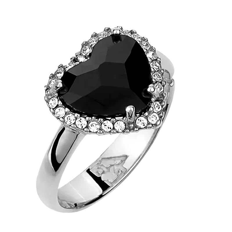 AMOR AMOR Δαχτυλίδι Από Ασήμι 925 Επιπλατινωμένο Με Καρδιά Swarovski EX39604