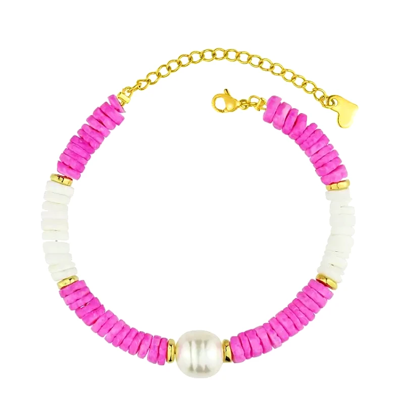 AMOR AMOR Βραχιόλι Από Ανοξείδωτο Ατσάλι Επιχρυσωμένο Με Κοχύλια Και Μαργαριτάρι AA29433