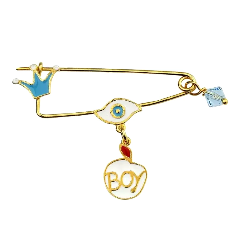 AMOR AMOR Παραμάνα Από Ασήμι 925 Επιχρυσωμένο Με Σταυρό, Καρδιά Και Ματάκι KO70651