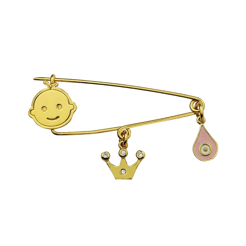 AMOR AMOR Παραμάνα Από Ασήμι 925 Επιχρυσωμένο Με Κορώνα Και Ματάκι KO70655