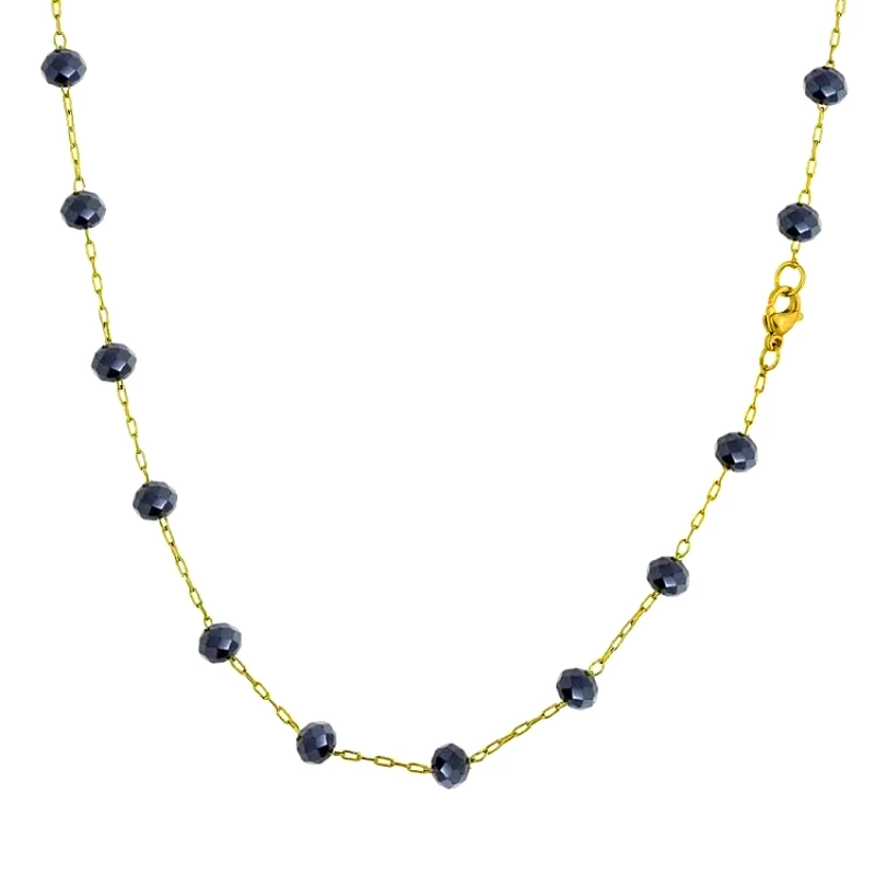 AMOR AMOR Κολιέ Αλυσίδα Ροζάριο Από Ανοξείδωτο Ατσάλι Επιχρυσωμένο 24Κ TA14636 55cm