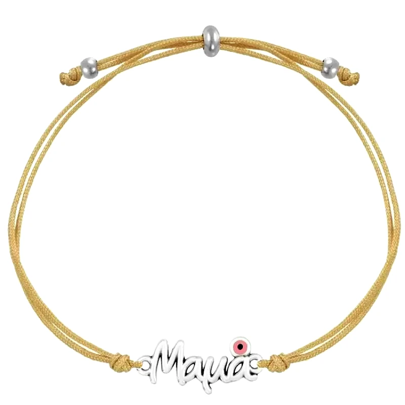 AMOR AMOR Βραχιόλι Από Κορδόνι Και Ορείχαλκο Μαμά Με Ματάκι AA25335