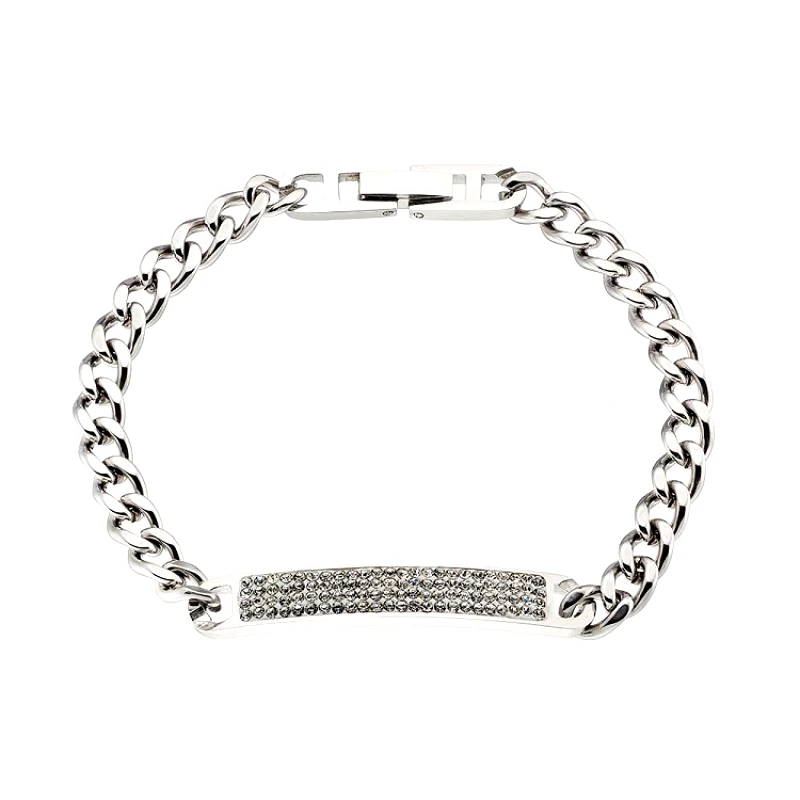 AMOR AMOR Βραχιόλι Από Ατσάλι Με Πλακέτα Από Ζιργκόν AS25506