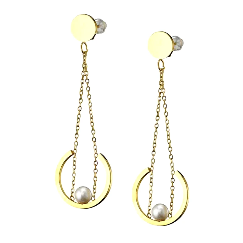 AMOR AMOR Σκουλαρίκια Από Ανοξείδωτο Ατσάλι Επιχρυσωμένο Με Μαργαριτάρι AS48471