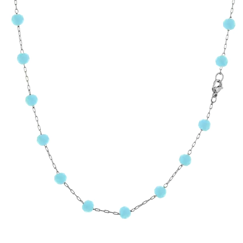 AMOR AMOR Κολιέ Αλυσίδα Ροζάριο Από Ανοξείδωτο Ατσάλι TA14639 55cm