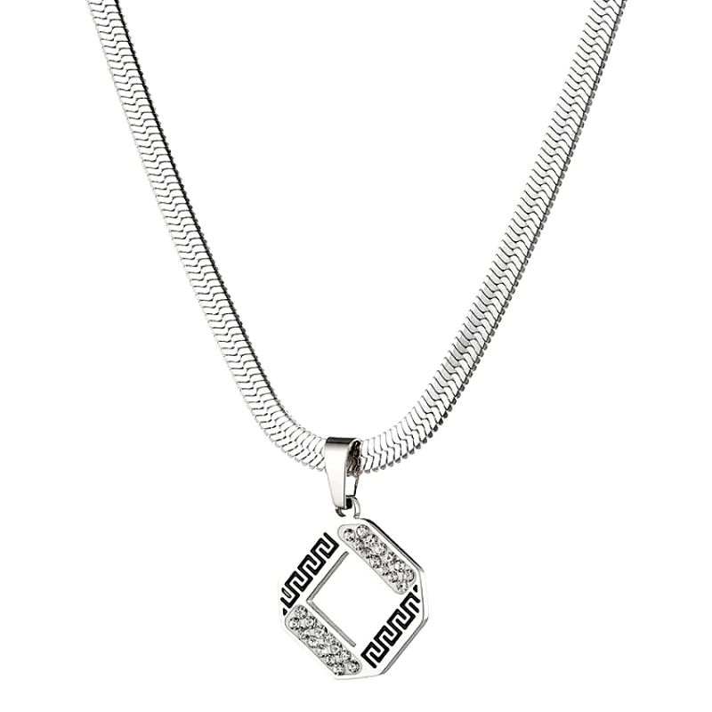 AMOR AMOR Κολιέ Από Ατσάλι Με Μαίανδρο AS12189