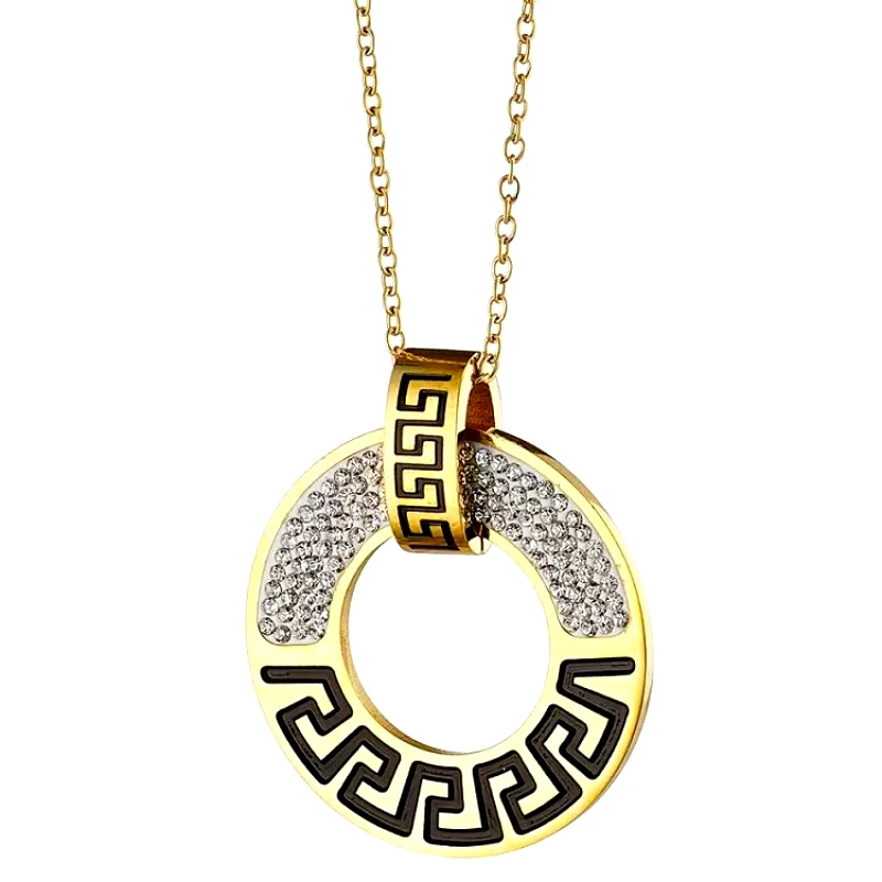 AMOR AMOR Κολιέ Από Ατσάλι Επιχρυσωμένο Με Μαίανδρο AS12192