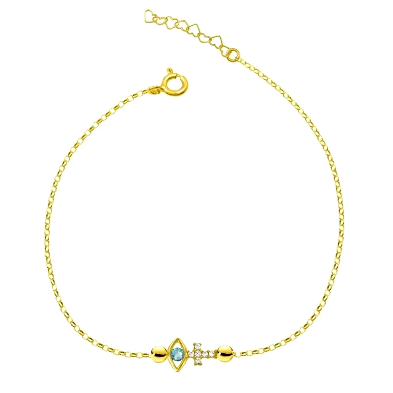 AMOR AMOR Βραχιόλι Από Ασήμι 925 Επιχρυσωμένο Με Ματάκι Και Σταυρό EX26664