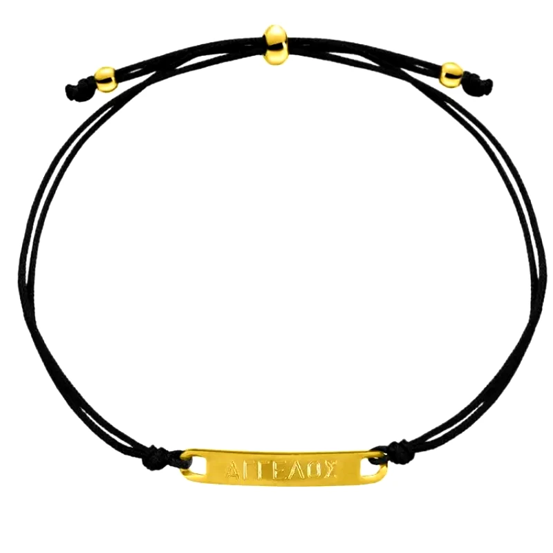 AMOR AMOR Βραχιόλι Ταυτότητα Από Κορδόνι Και Ανοξείδωτο Ατσάλι Επιχρυσωμένο Με Χάραξη AA28858