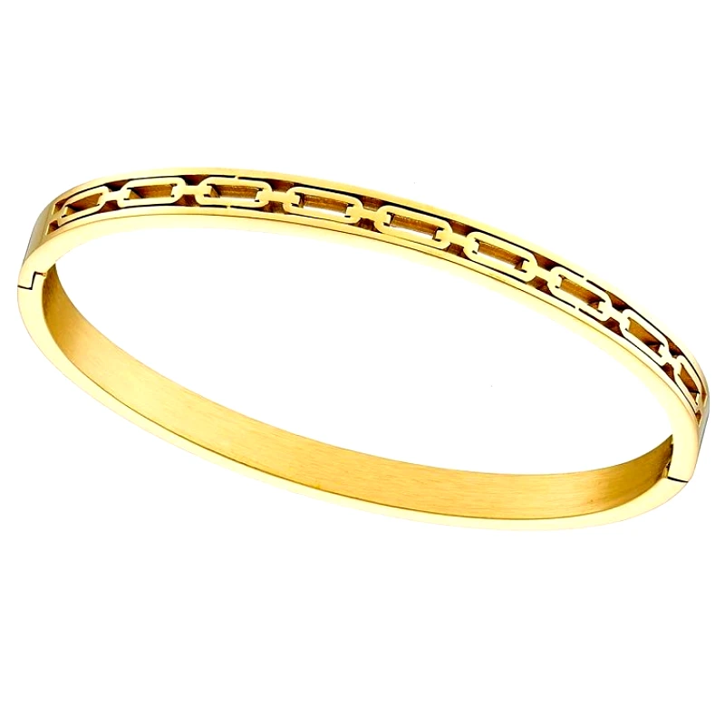 AMOR AMOR Βραχιόλι Βέργα Από Ατσάλι Επιχρυσωμένο 24K AS26197