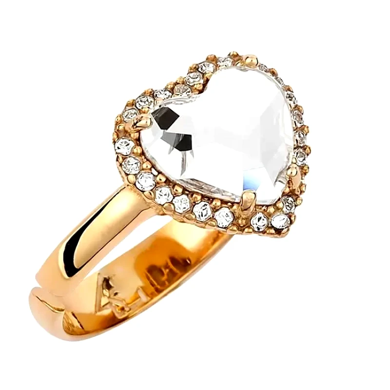 AMOR AMOR Δαχτυλίδι Από Ασήμι 925 Επιχρυσωμένο Με Καρδιά Swarovski EX39614