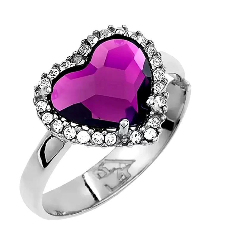 AMOR AMOR Δαχτυλίδι Από Ασήμι 925 Επιπλατινωμένο Με Καρδιά Swarovski EX39619