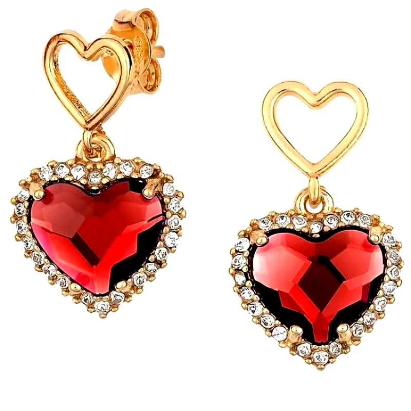 AMOR AMOR Σκουλαρίκια Από Ασήμι 925 Επιχρυσωμένο Με Καρδιές Swarovski EX49480