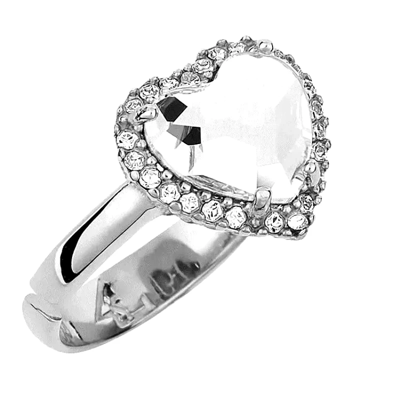 AMOR AMOR Δαχτυλίδι Από Ασήμι 925 Επιπλατινωμένο Με Καρδιά Swarovski EX39613