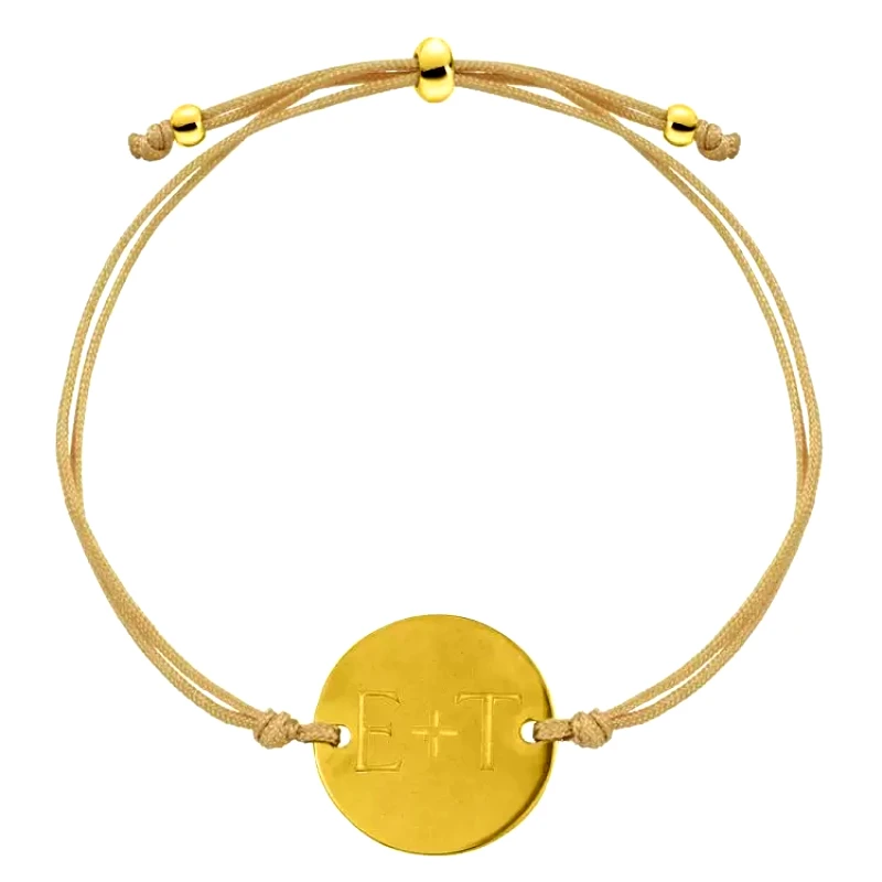 AMOR AMOR Βραχιόλι Ταυτότητα Από Κορδόνι Και Ανοξείδωτο Ατσάλι Επιχρυσωμένο Με Χάραξη AA28868