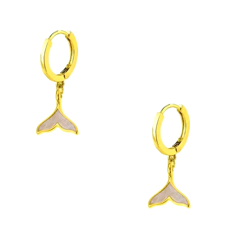 AMOR AMOR Σκουλαρίκια Κρίκοι Από Ορείχαλκο Επιχρυσωμένο 24Κ Με Ουρά Φάλαινας AA48324