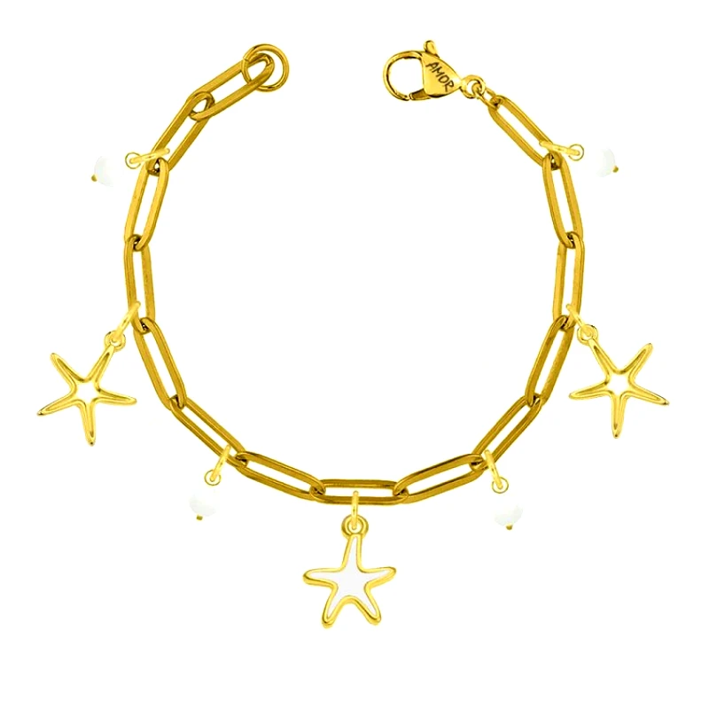 AMOR AMOR Βραχιόλι Από Ατσάλι Επιχρυσωμένο Με Αστερίες AA29730 19 cm