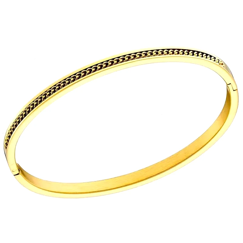 AMOR AMOR Βραχιόλι Βέργα Από Ατσάλι Επιχρυσωμένο 24K AS26193