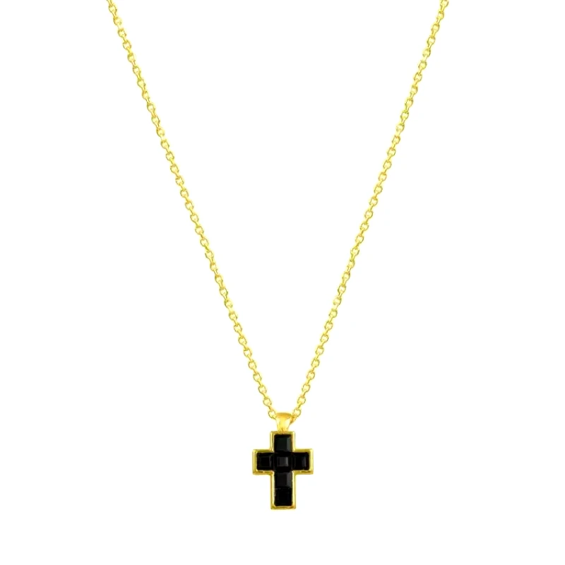 AMOR AMOR Κολιέ Από Ασήμι 925 Επιχρυσωμένο Με Σταυρό EX16599