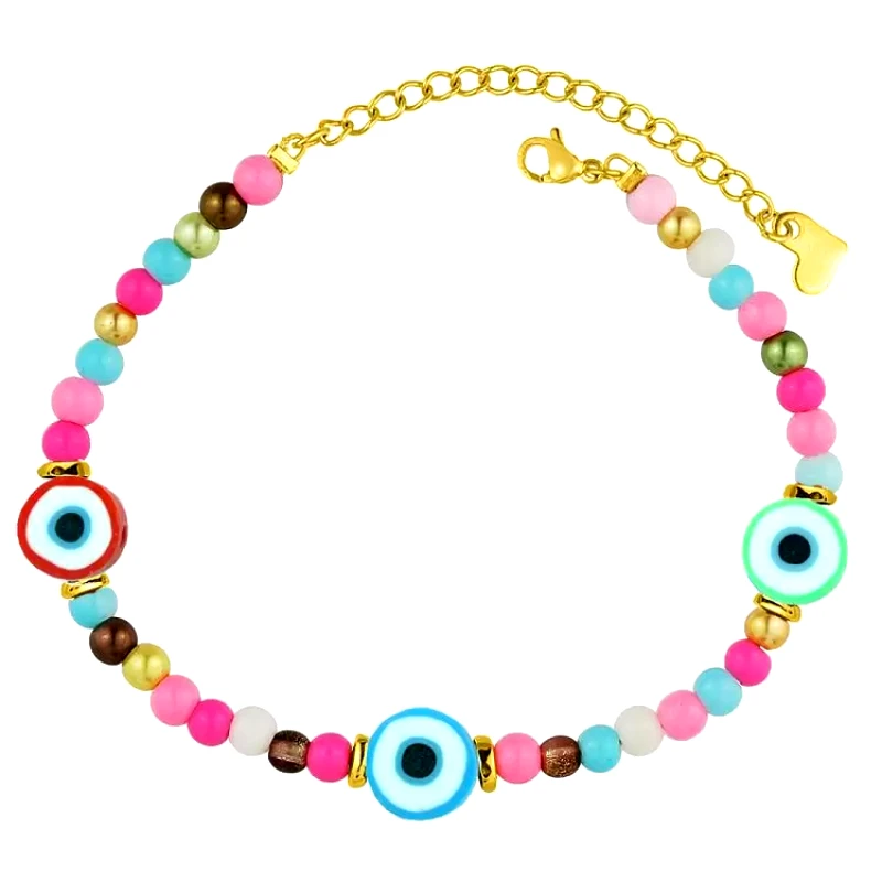 AMOR AMOR Βραχιόλι Από Ανοξείδωτο Ατσάλι Επιχρυσωμένο Με Φίμο Ματάκια AA29541