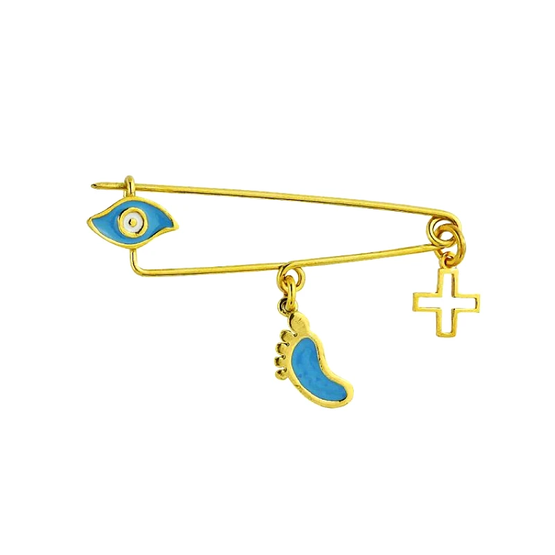 AMOR AMOR Παραμάνα Από Ασήμι 925 Επιχρυσωμένο Με Ματάκι Και Σταυρό KO70692