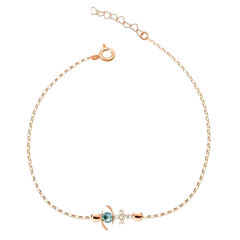 AMOR AMOR Βραχιόλι Από Ασήμι 925 Ροζ Επιχρυσωμένο Με Ματάκι Και Σταυρό EX26677