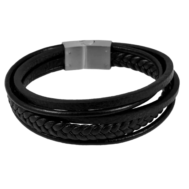 AMOR AMOR Βραχιόλι Από Δέρμα Και Ανοξείδωτο Ατσάλι TU26696