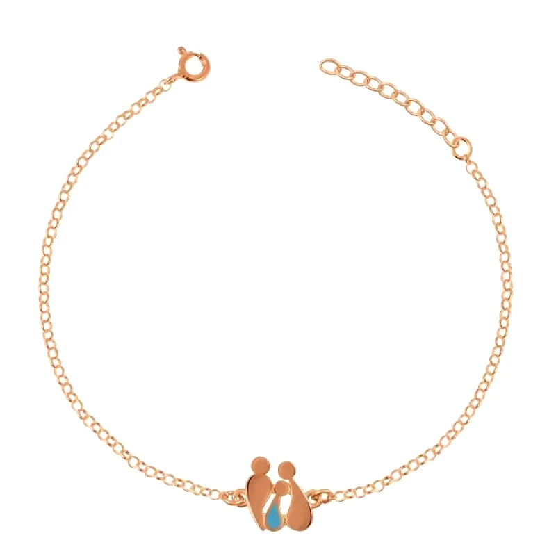 AMOR AMOR Βραχιόλι Από Ασήμι 925 Ροζ Επιχρυσωμένο Με Οικογένεια, Μαμά, Μπαμπά Και Παιδί EX26830