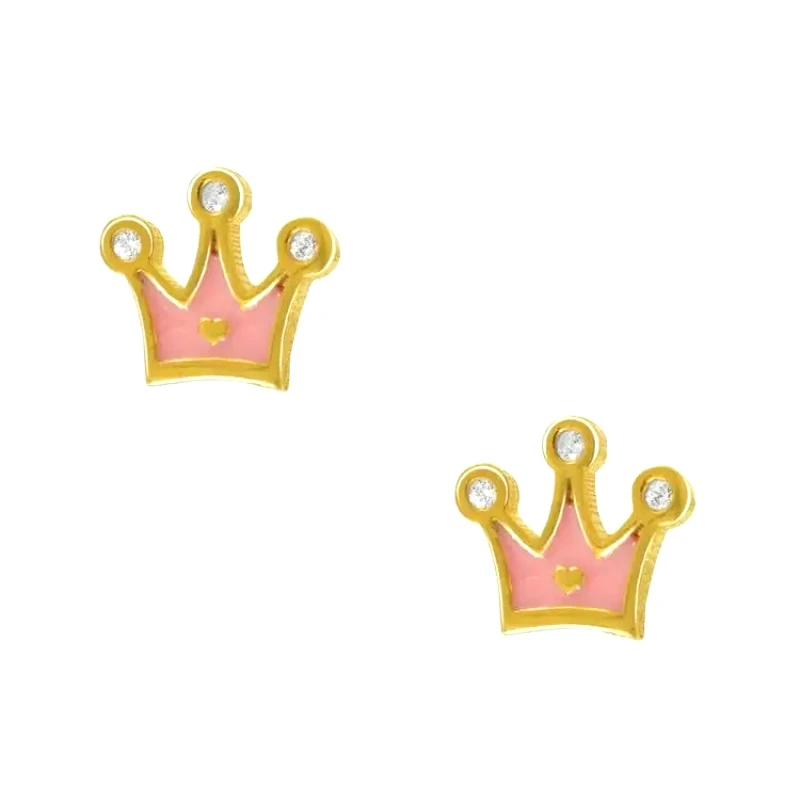 AMOR AMOR Σκουλαρίκια Από Ασήμι 925 Επιχρυσωμένο Κορώνες ΚΟ40059