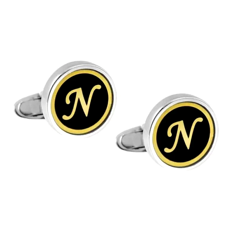 AMOR AMOR Μανικετόκουμπα Από Ασήμι 925 Επιπλατινωμένο Με Μονόγραμμα ΑΑ63002