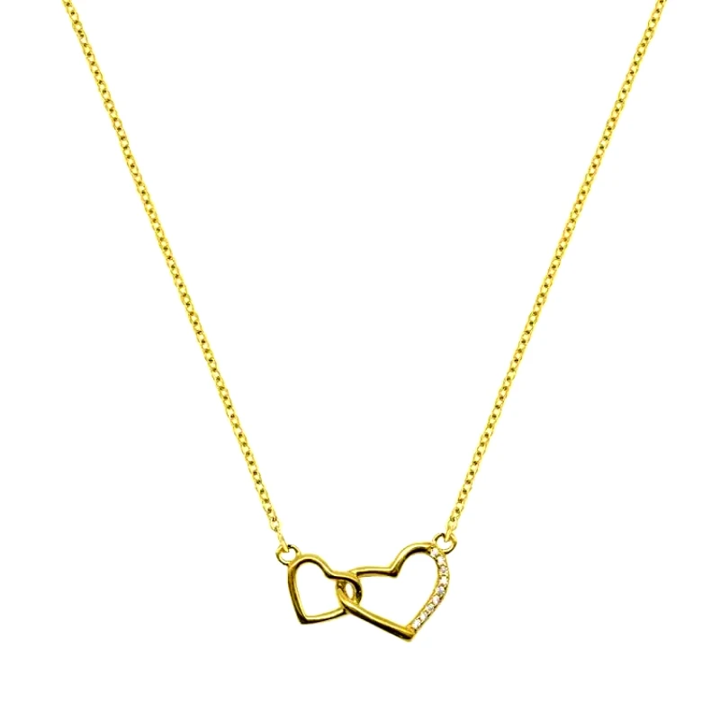 AMOR AMOR Κολιέ Από Ασήμι 925 Επιχρυσωμένο 24Κ Με Καρδιά Από Ζιργκόν DM11466