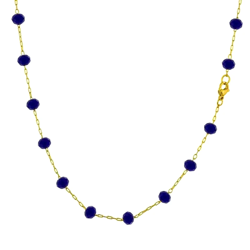 AMOR AMOR Κολιέ Αλυσίδα Ροζάριο Από Ανοξείδωτο Ατσάλι Επιχρυσωμένο TA14637 45cm