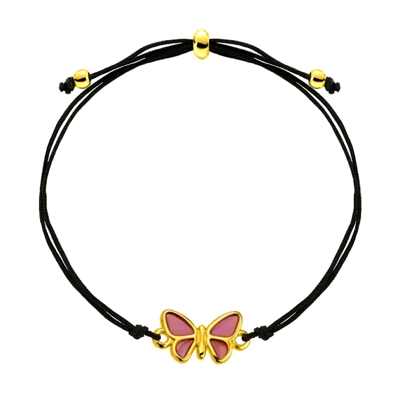 AMOR AMOR Βραχιόλι Από Κορδόνι Και Ορείχαλκο Επιχρυσωμένο 24K Με Πεταλούδα AA25056