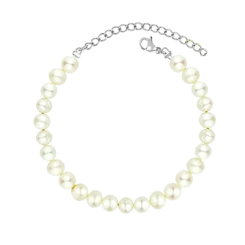 AMOR AMOR Βραχιόλι Από Ανοξείδωτο Ατσάλι Με Μαργαριτάρια AA29590 16cm