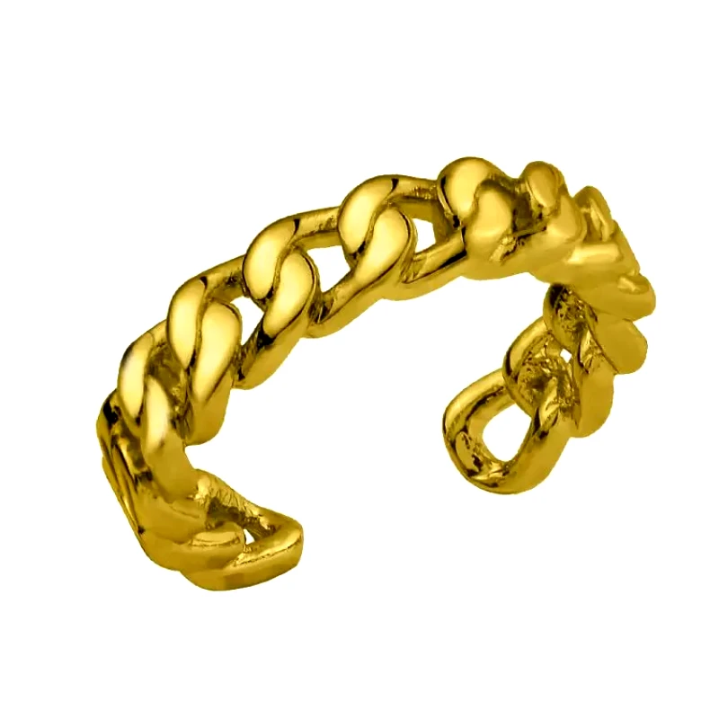 AMOR AMOR Δαχτυλίδι Από Ορείχαλκο Επιχρυσωμένο 24Κ Αλυσίδα NI38657