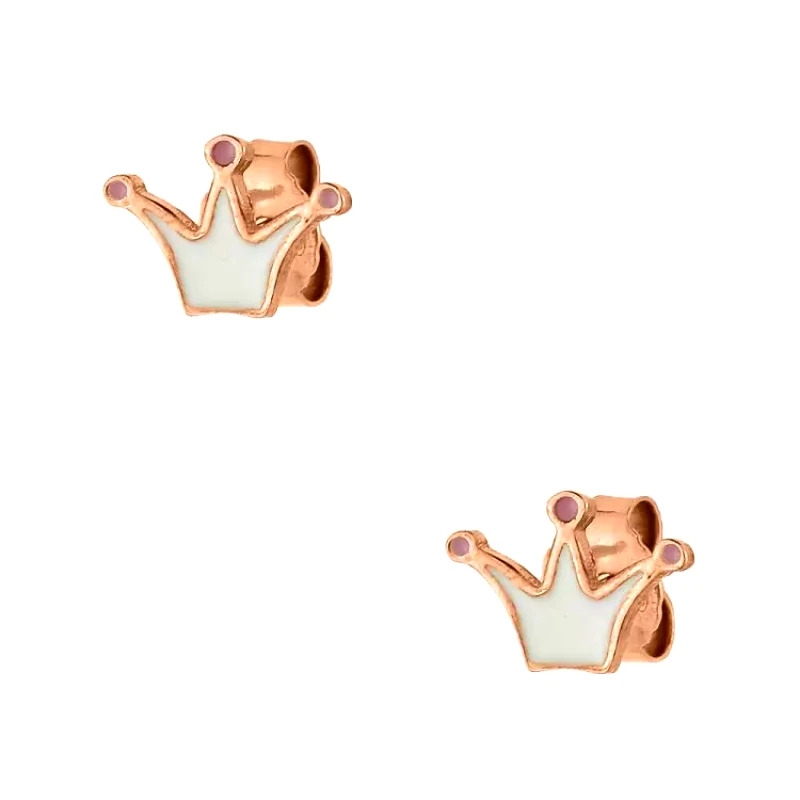 AMOR AMOR Σκουλαρίκια Από Ασήμι 925 Ροζ Επιχρυσωμένο Κορώνα KO47523