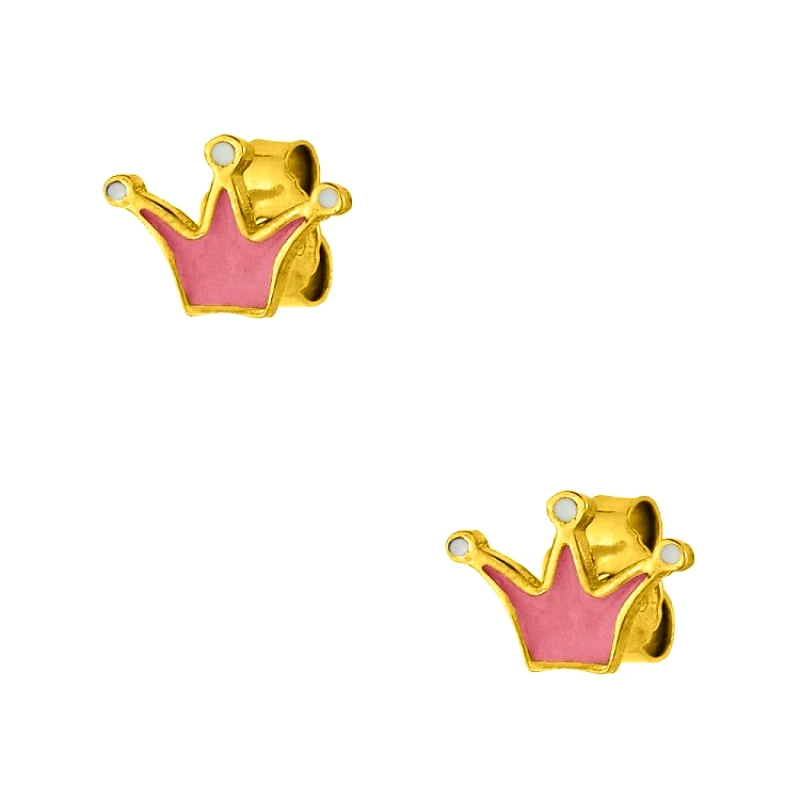 AMOR AMOR Σκουλαρίκια Από Ασήμι 925 Επιχρυσωμένο Κορώνα KO47524